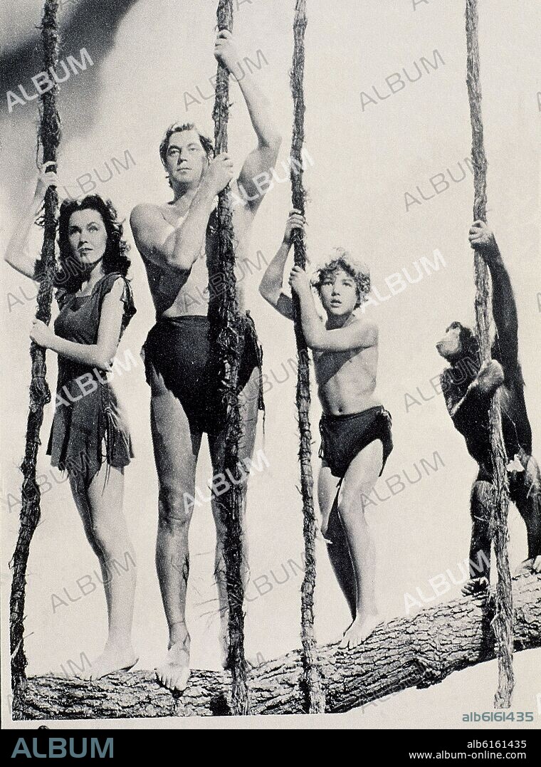 TARZAN,JANE,BOY,Y CHITA. PELICULA PROTAGONIZADA POR JOHNNY WEISSMULLER Y MAUREEN O HARA.