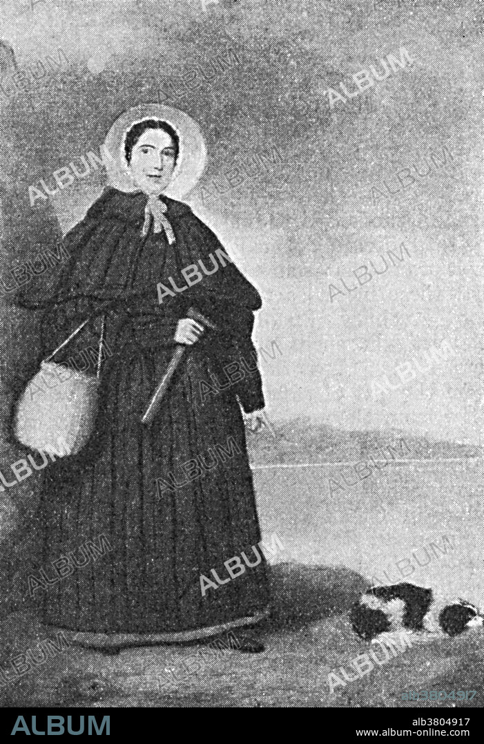 Mary Anning with her dog Tray, painted before 1842. The Golden Cap outcrop can be seen in the background. Anning (1799 -1847) was a English fossil collector, dealer and palaeontologist who became known around the world for a number of important finds she made in the Jurassic age marine fossil beds at Lyme Regis where she lived. Her work contributed to the fundamental changes in scientific thinking about prehistoric life and the history of the earth that occurred in the early 19th century. Mary Anning lived through a life of privation and hardship to become what one source called "the greatest fossilist the world ever knew." Anning is credited with finding the first specimen of Ichthyosaurus acknowledged by the Geological Society in London. She also discovered the first nearly complete example of the Plesiosaurus; the first British Pterodactylus macronyx, a fossil flying reptile; the Squaloraja fossil fish, a transitional link between sharks and rays; and finally the Plesiosaurus macrocephalus. She died of breast cancer in 1847.