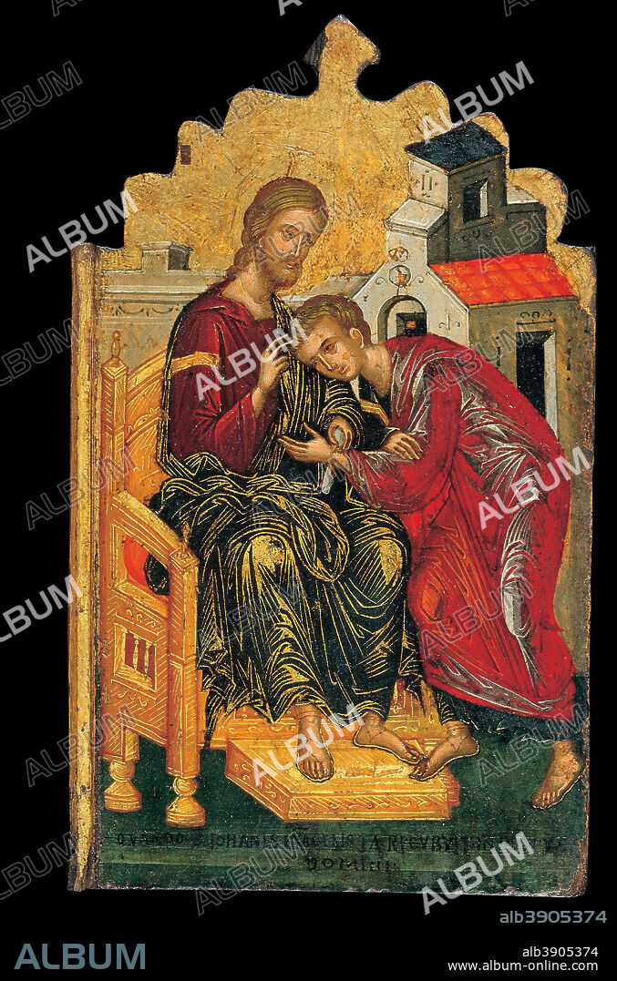 ANDREAS RITZOS. Two scenes from the life of St John the Divine. Date/Period: First half of 15th century. Triptych. Height: 303 mm (11.92 in); Width: 313 mm (12.32 in).