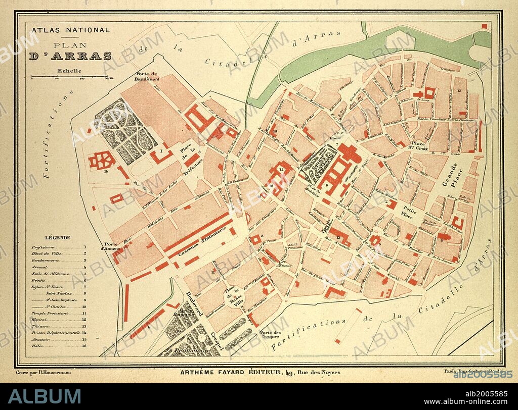 MAP OF ARRAS, FRANCE.