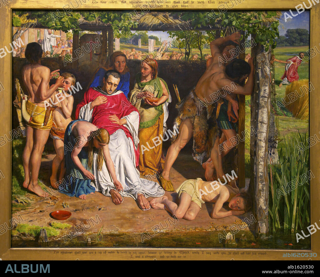 A converted British Family sheltering a Christian Missionary from the Persecution of the Druids, by William Holman Hunt, 1850, Ashmolean Museum of Art and Archaeology, University of Oxford, Oxfordshire, England, UK, United Kingdom, GB, Great Britain, British Isles, Europe, EU.