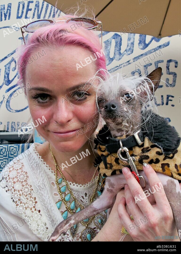 Apr 16, 2017 - Indio, California, U.S. - Singer, DJ and actress star of ''Orange is the New Black'' TARYN MANNING with hairless dog named ''Rascal The Ugliest Dog'' after winning the most Ugly dog contests and seen on America's Got Talent, at an invitation only Lucky Brand party during the Coachella Music Festival concert weekend. 16/04/2017