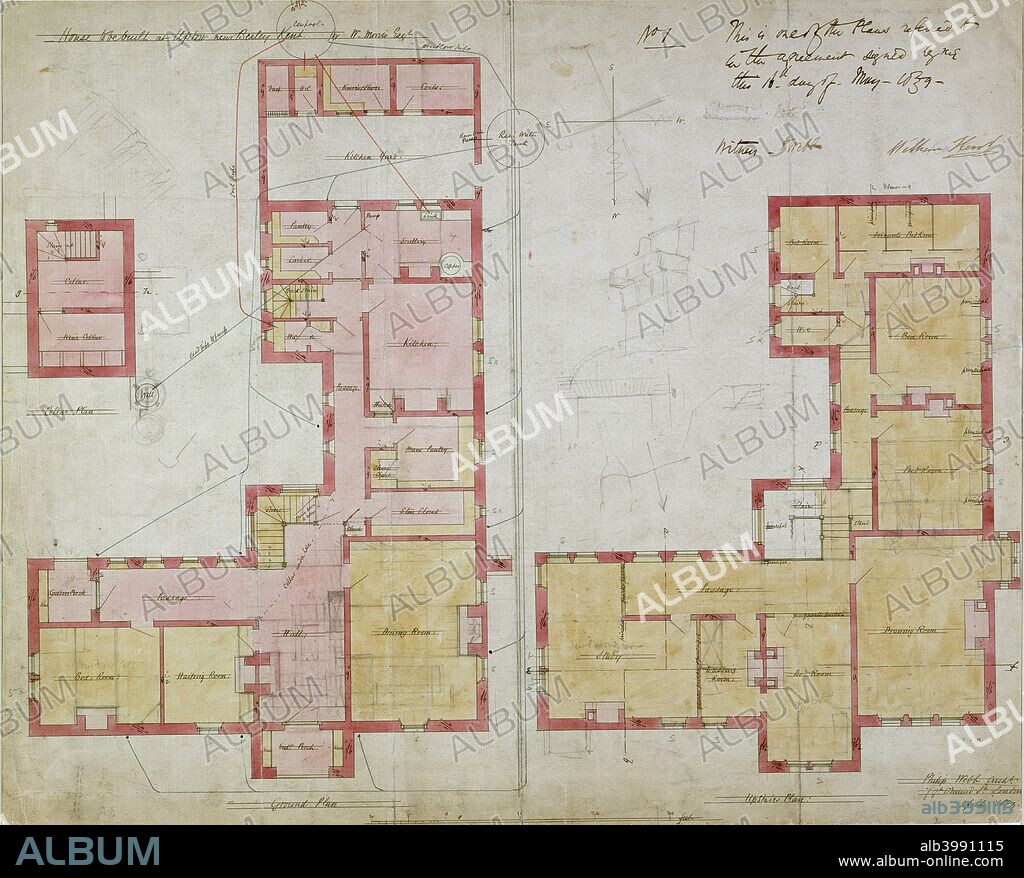 Plans for the Red House, Bexleyheath, London, 1859. The Red House was designed by the architect Philip Webb (1831-1915) for William Morris, one of the founders of the Arrts and Crafts Movement. Webb himself is sometimes referred to as the father of Arts and Crafts architecture.