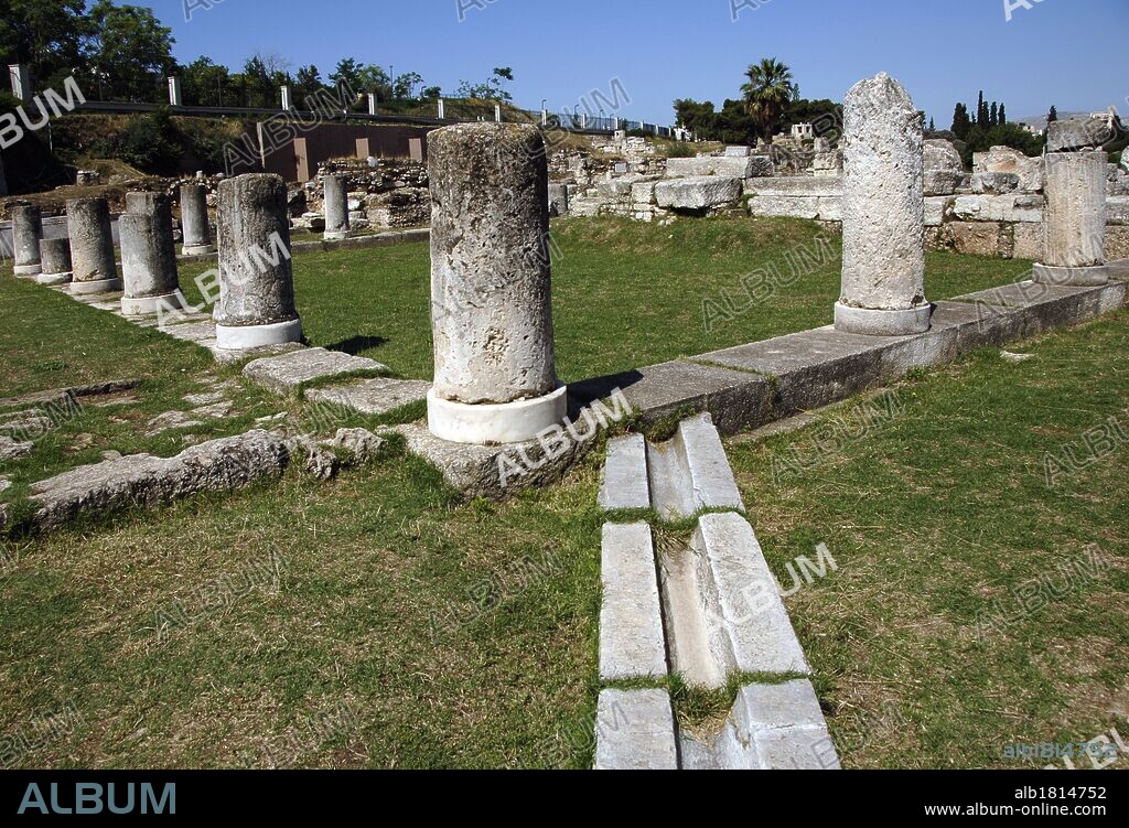 ARTE GRIEGO. GRECIA. Vista de las ruinas del CERAMICO (KERAMEIKOS), antiguamente ocupada por un cementerio y una acrópolis. El nombre deriva del antiguo demos (barrio) del Cerámico o de los Alfareros. ATENAS.