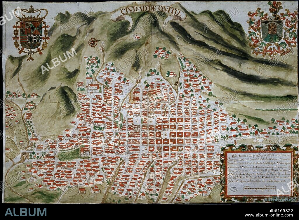 CITY OF QUITO IN 1734 - HISPANOAMERICAN URBANISM - 18TH CENTURY.