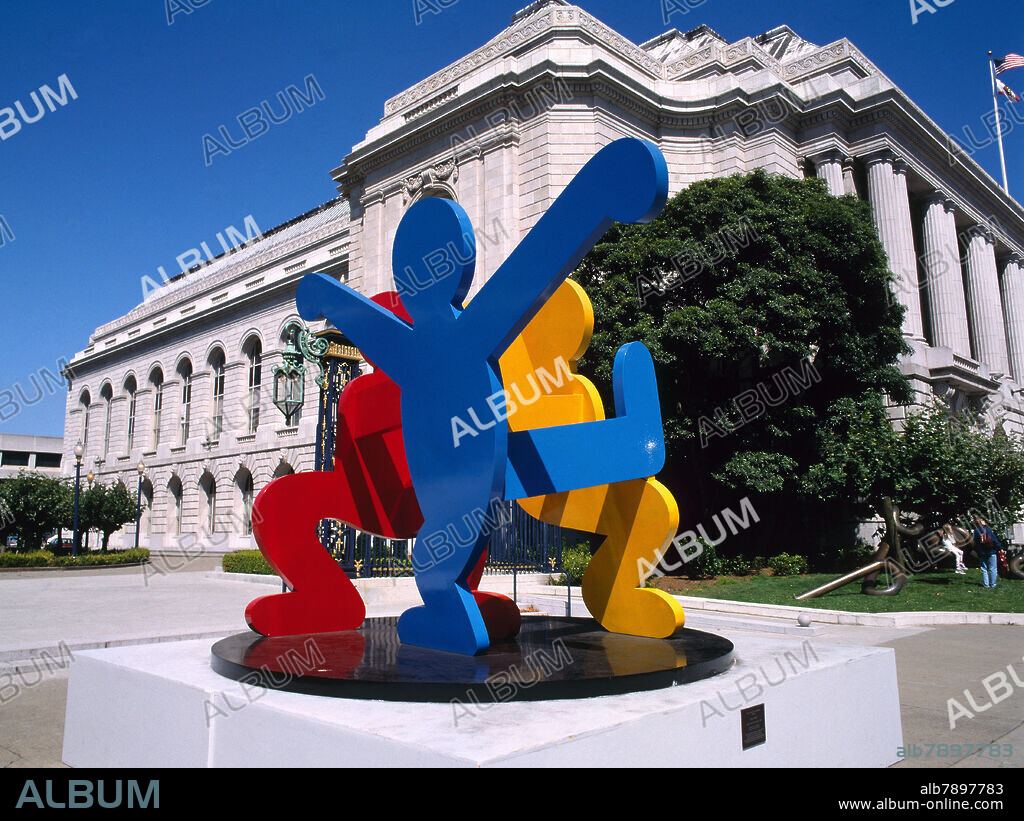 KEITH HARING. SIN TITULO - TRES FIGURAS QUE BAILAN - 1989 - ALUMINIO PINTADO - 120x144x216.