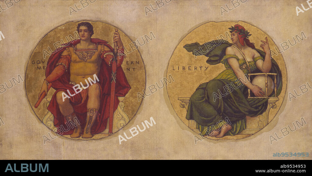 KENYON COX. Study for mosaic in the Wisconsin State Capital "Government and Liberty". oil on canvas. Date: ca. 1912.