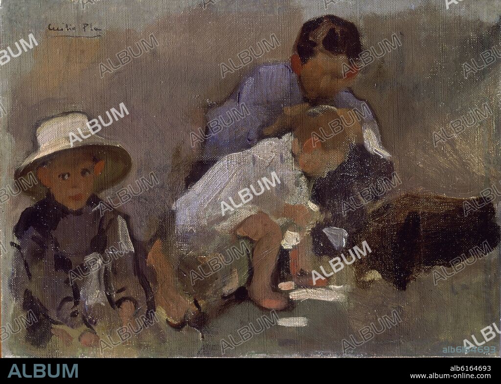 CECILIO PLA Y GALLARDO (1860/1934). NIÑOS - SIGLO XX - O/L - 0,21X0,30 - Nº INVENTARIO 134 -.