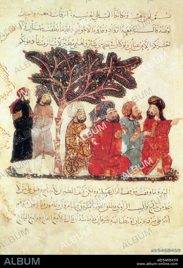 Yahya ibn Mahmod al-Wasiti was a 13th-century Arab Islamic artist. Al-Wasiti was born in Wasit in southern Iraq. He was noted for his illustrations of the Maqam of al-Hariri. Maqama (literally 'assemblies') are an (originally) Arabic literary genre of rhymed prose with intervals of poetry in which rhetorical extravagance is conspicuous. The 10th century author Badi' al-Zaman al-Hamadhani is said to have invented the form, which was extended by al-Hariri of Basra in the next century. Both authors' maqamat center on trickster figures whose wanderings and exploits in speaking to assemblies of the powerful are conveyed by a narrator. Manuscripts of al-Hariri's Maqamat, anecdotes of a roguish wanderer Abu Zayd from Saruj, were frequently illustrated with miniatures.