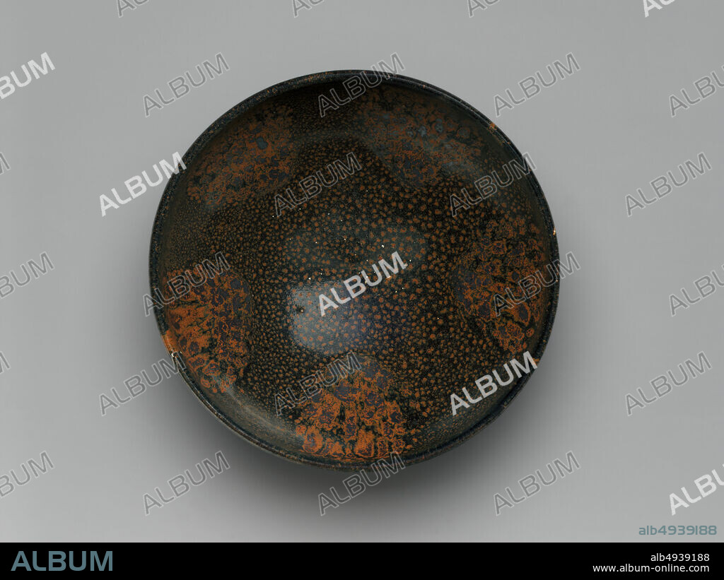 Bowl with Oil-Spot Design, China, Jin dynasty (11151234), Date 12th13th century, China, Stoneware with iron-oxide slip and glaze (Cizhou-type ware), H. 3 in. (7.6 cm); Diam. 7 3/4 in. (19.7 cm), Ceramics.