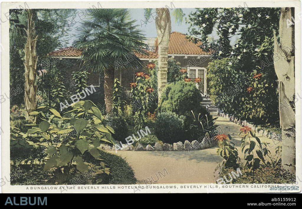 A Bungalow at the Beverly Hills Hotel and Bungalows, Beverly Hills, Southern California, still image, Postcards, 1898 - 1931.