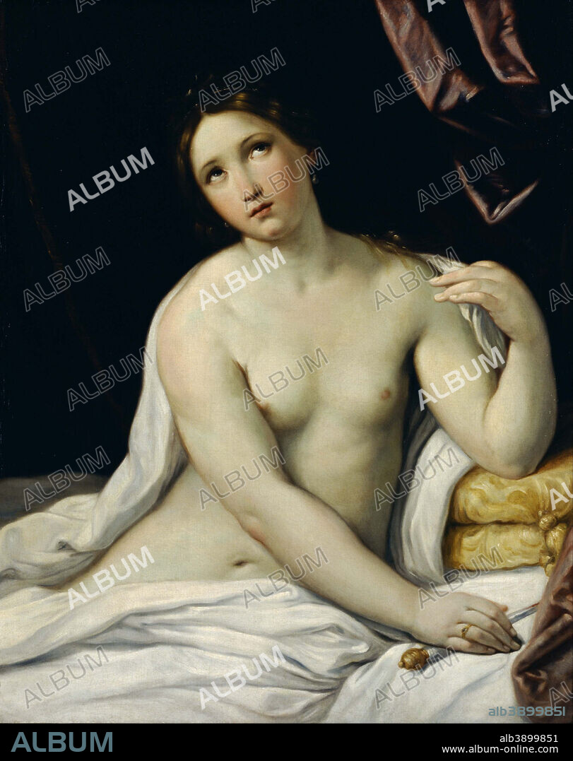 GUIDO RENI. Lucretia. Date/Period: Ca. 1636-38. Painting. Oil on canvas Oil on canvas. Height: 1,015 mm (39.96 in); Width: 820 mm (32.28 in).
