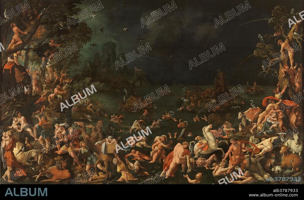 Jan van Scorel / 'El Diluvio Universal'. Hacia 1530. Óleo sobre tabla, 109 x 178 cm.