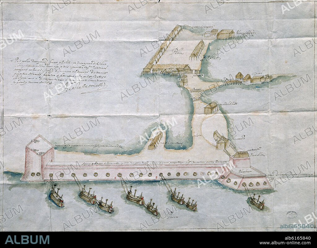 BAUTISTA ANTONELLI. FUERTE Y PUEBLO DE SAN JUAN DE ULUA - 1590.
