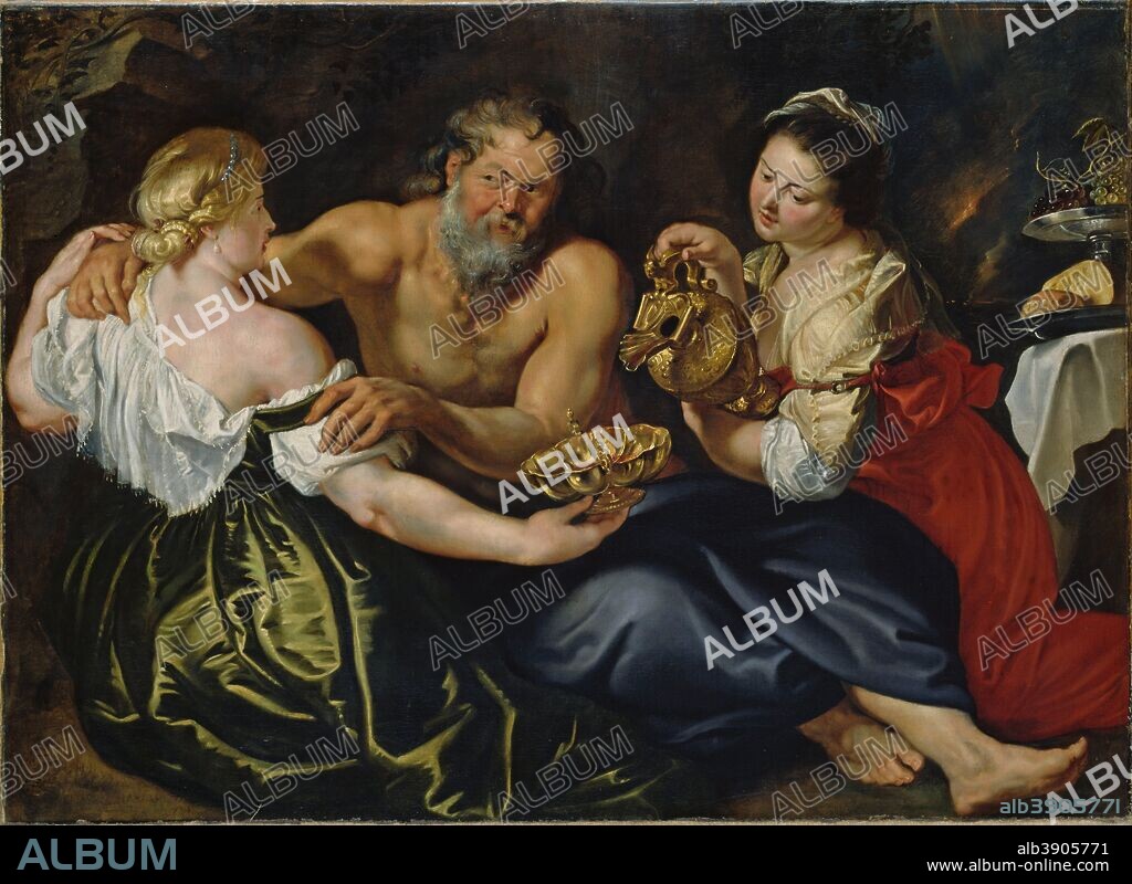 PETER PAUL RUBENS. Lot and his daughters in a rock grotto. Date/Period: Ca. 1610. Painting. Oil on canvas. Height: 108 cm (42.5 in); Width: 146 cm (57.4 in).