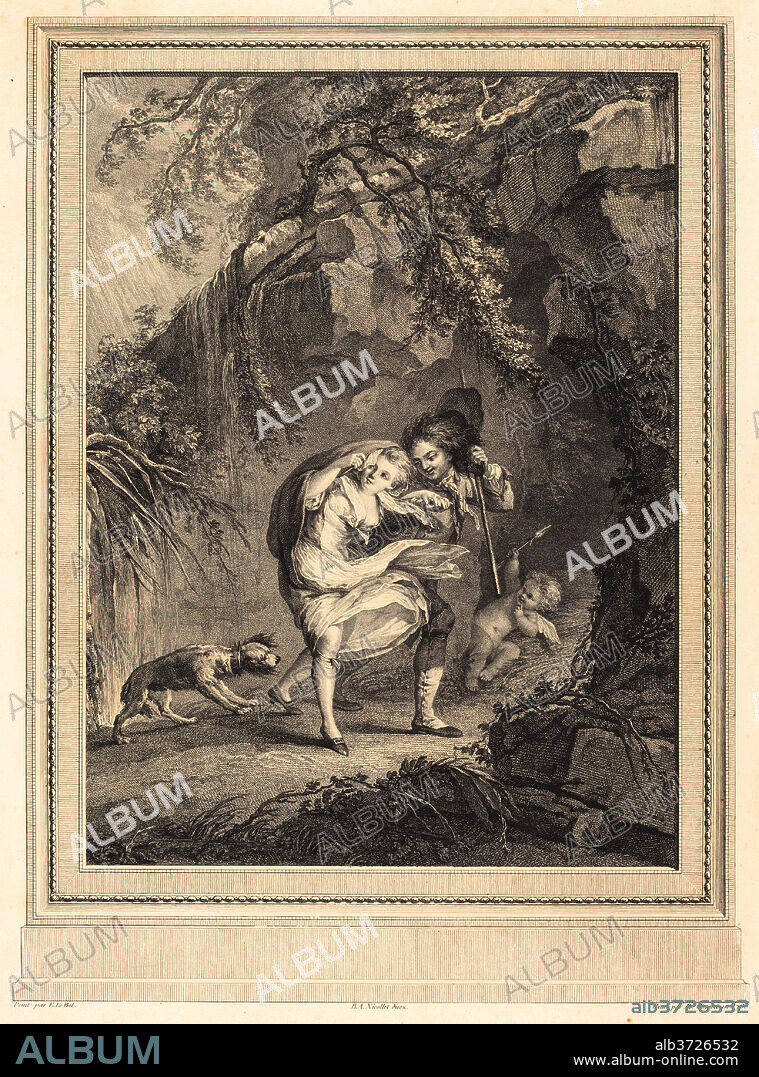 ABRAHAM GIRARDET AFTER ANTOINE LEBEL. Le coup de vent (The Gust of Wind). Dated: 1785. Medium: etching and engraving.
