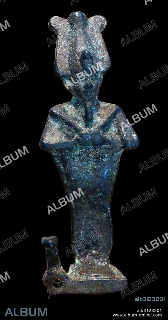 Statuette of the god ancient Egyptian God Osiris. Bronze. Late Period (715-332 BC). In a bloody battle, Seth dismembered Osiris and spread his remains all around Egypt. Isis searched for the fragments to make a mummy and thus bring her beloved husband to life once again.