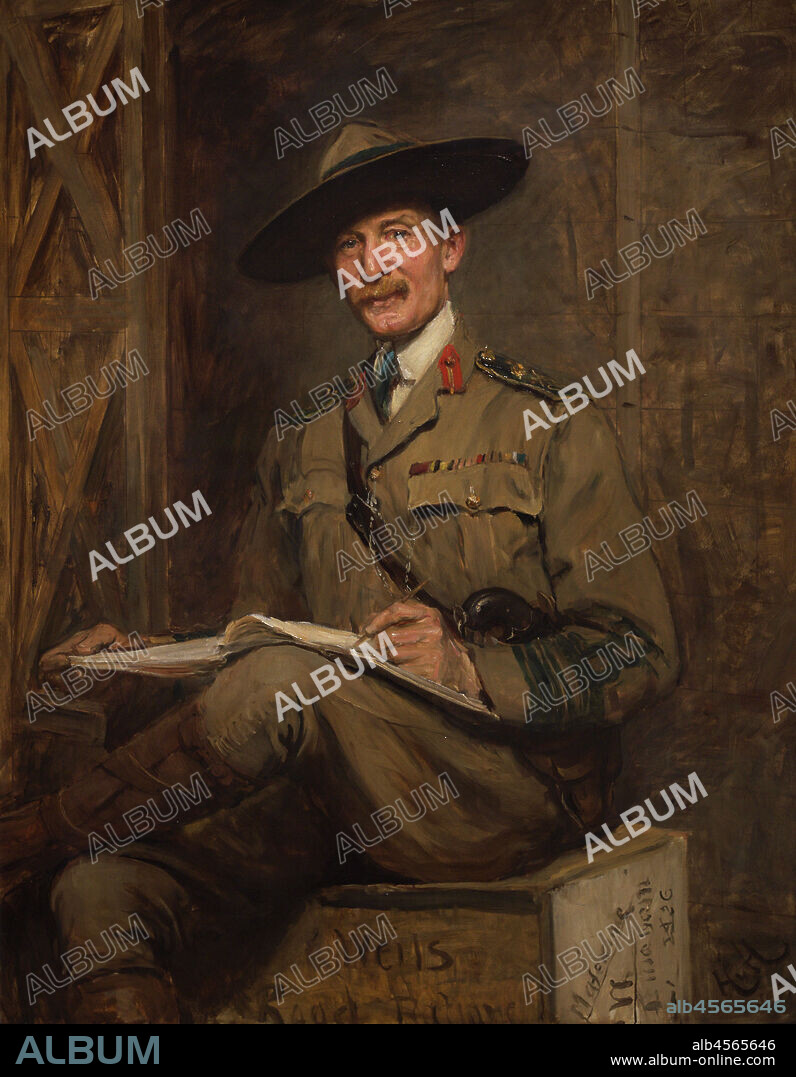 SIR HUBERT VON HERKOMER (1849-1914). BAVARIAN-BORN BRITISH PAINTER.. Robert Baden-Powell, 1st Baron Baden-Powell (1857-1941). British Major-General and writer. Founder of the Boy Scouts and Girl Guides. Portrait by Sir Hubert von Herkomer (1849-1914). Oil on canvas (141,9 x 112,1 cm), 1903. National Portrait Gallery. London, England, United Kingdom.