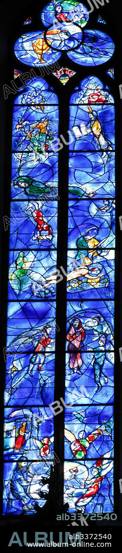 MARC CHAGALL. The stained-glass window of the Church of St. Stephan in Mainz.