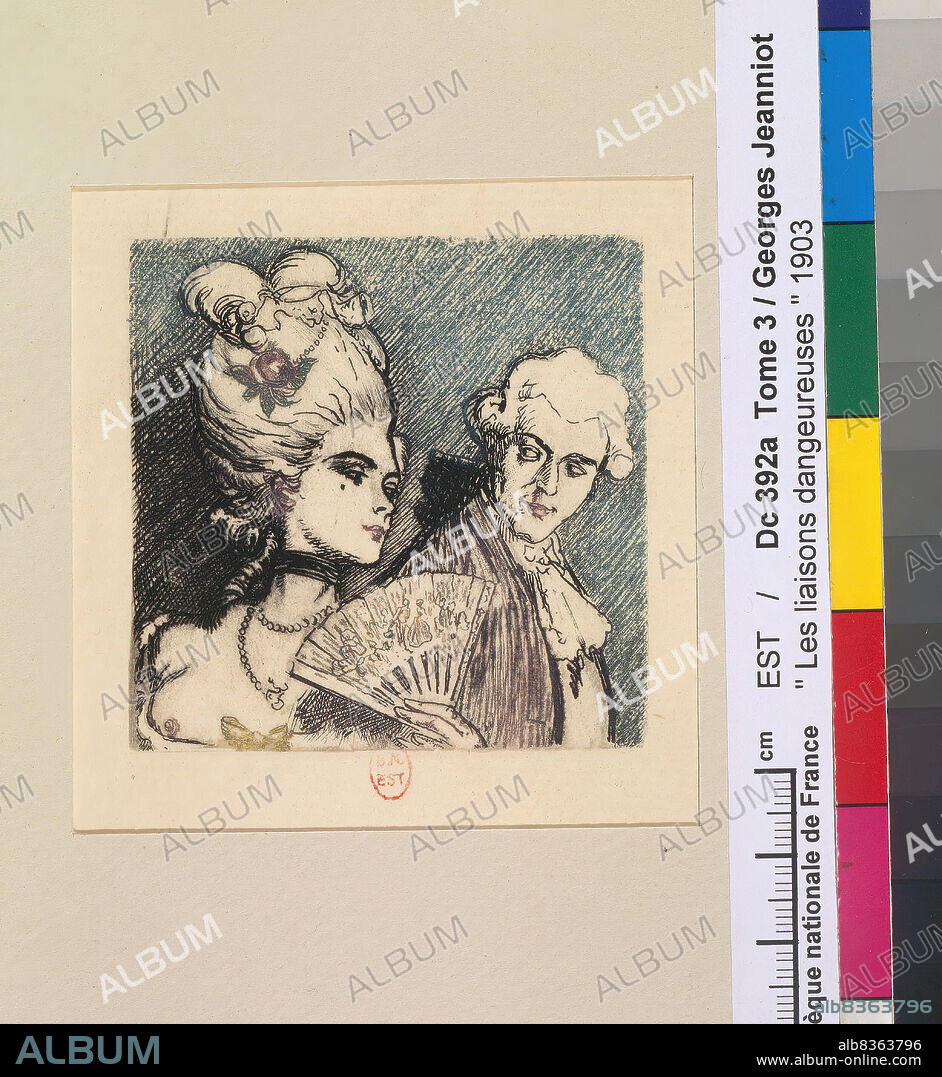 La marquesa de Merteuil y el vizconde de Valmont.
Dibujo original para las amistades peligrosas
Pierre-Georges Jeanniot (1848-1934), ilustrador; Pierre-Ambroise-François Choderlos de Laclos (1741-1803), autor.
BnF, Grabado y Fotografía, DC-392 (A, 3)-FOL.