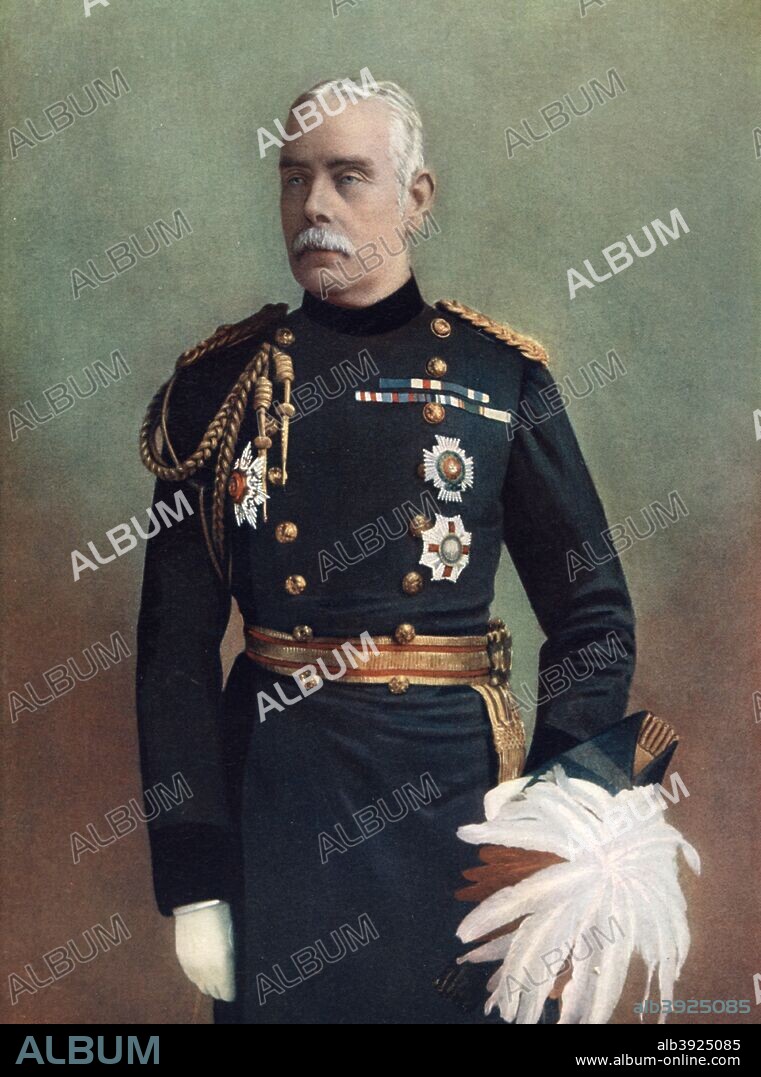 Major-General Sir John Carstairs McNeill, Equerry to HM the Queen, 1902. McNeill (1831-1904) won the Victoria Cross in 1864 during the Waikato-Hauhau Maori War in New Zealand. Portrait from Celebrities of the Army, published by George Newnes, London, 1902.