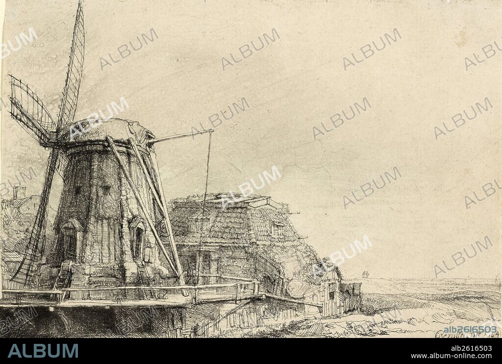 Rembrandt van Rijn, The Windmill, Dutch, 1606 - 1669, 1641, etching.