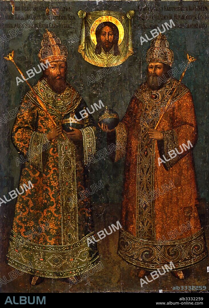 FYODOR EVTIKHIEV ZUBOV. The Holy Face with Tsars Michail I Fyodorovich of Russia and Alexis I Mikhailovich of Russia.