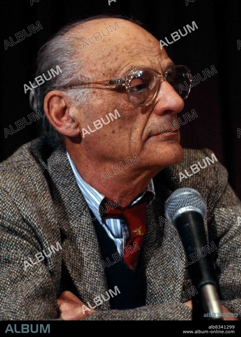 Arthur Asher Miller (1915 - 2005) American playwright, essayist and screenwriter in the 20th-century American theater. Among his most popular plays are All My Sons (1947), Death of a Salesman (1949), The Crucible (1953), and A View from the Bridge (1955, revised 1956). He wrote several screenplays and was most noted for his work on The Misfits (1961). The drama Death of a Salesman has been numbered on the short list of finest American plays in the 20th century.