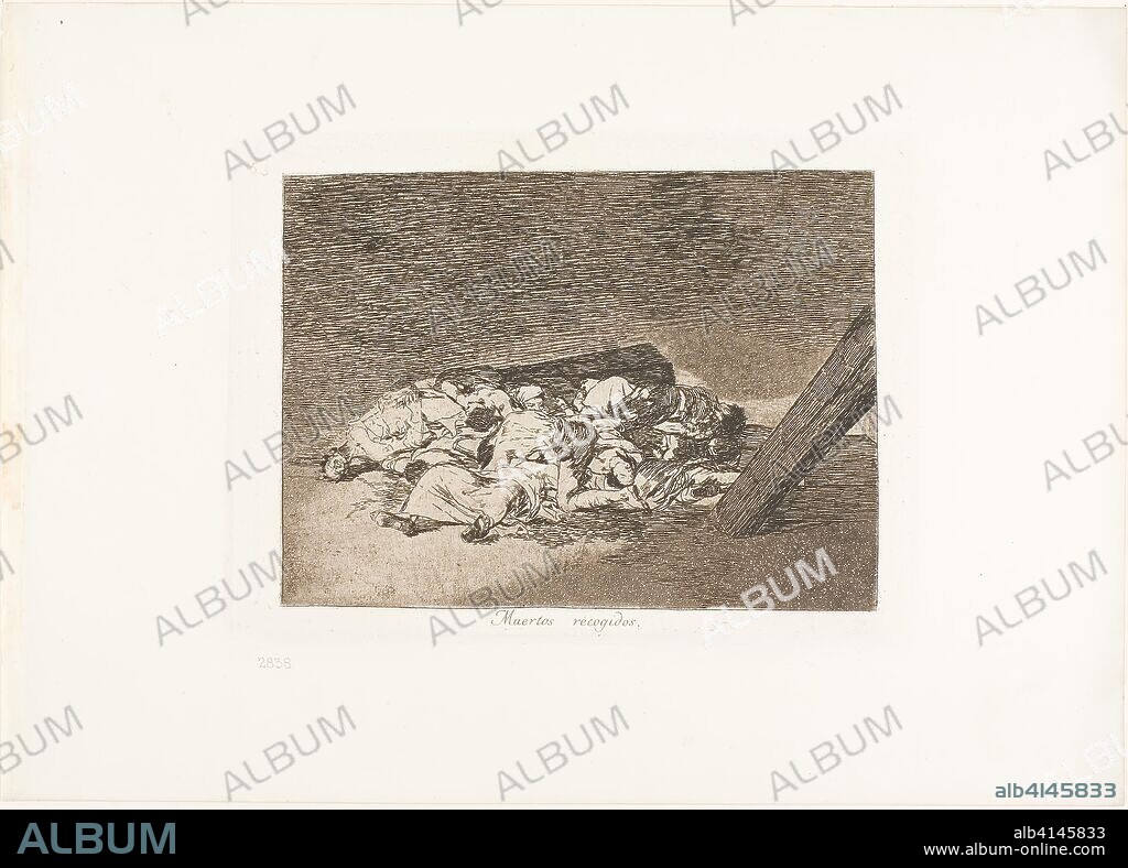 FRANCISCO DE GOYA. Harvest of the dead, plate 63 from The Disasters of War. Francisco José de Goya y Lucientes; Spanish, 1746-1828. Date: 1812-1815. Dimensions: 130 x 179 mm (image); 152 x 205 mm (plate); 240 x 339 mm (sheet). Etching and burnished aquatint on ivory wove paper with gilt edges. Origin: Spain.