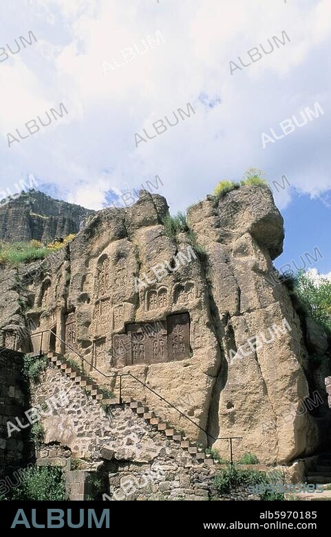 Geghard (Kotajk Province, Republic of Armenia.-Geghard (cave monastery) founded in the 4th C. by Gregory the Illuminator.--Rock chapel.-Photo, 2007.