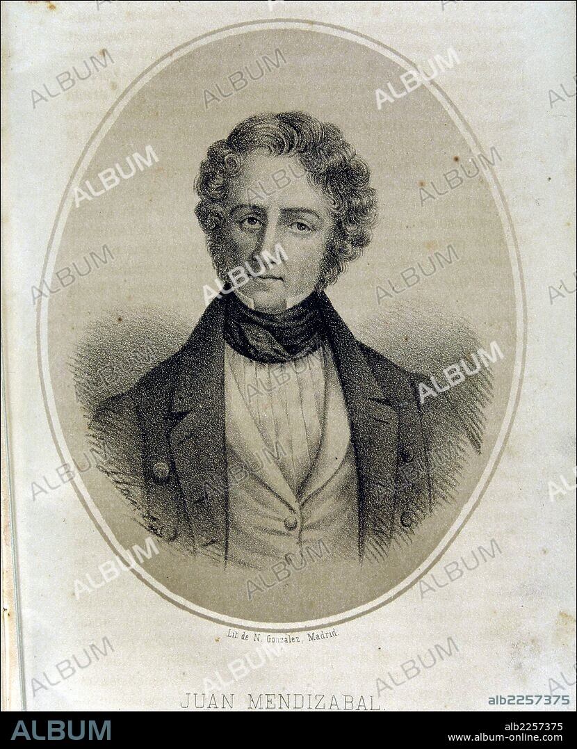 MENDIZABAL , JUAN ALVAREZ DE. POLITICO ESPAÑOL. CADIZ 1790 - 1853. GRABADO DE NICOLAS GONZALEZ.