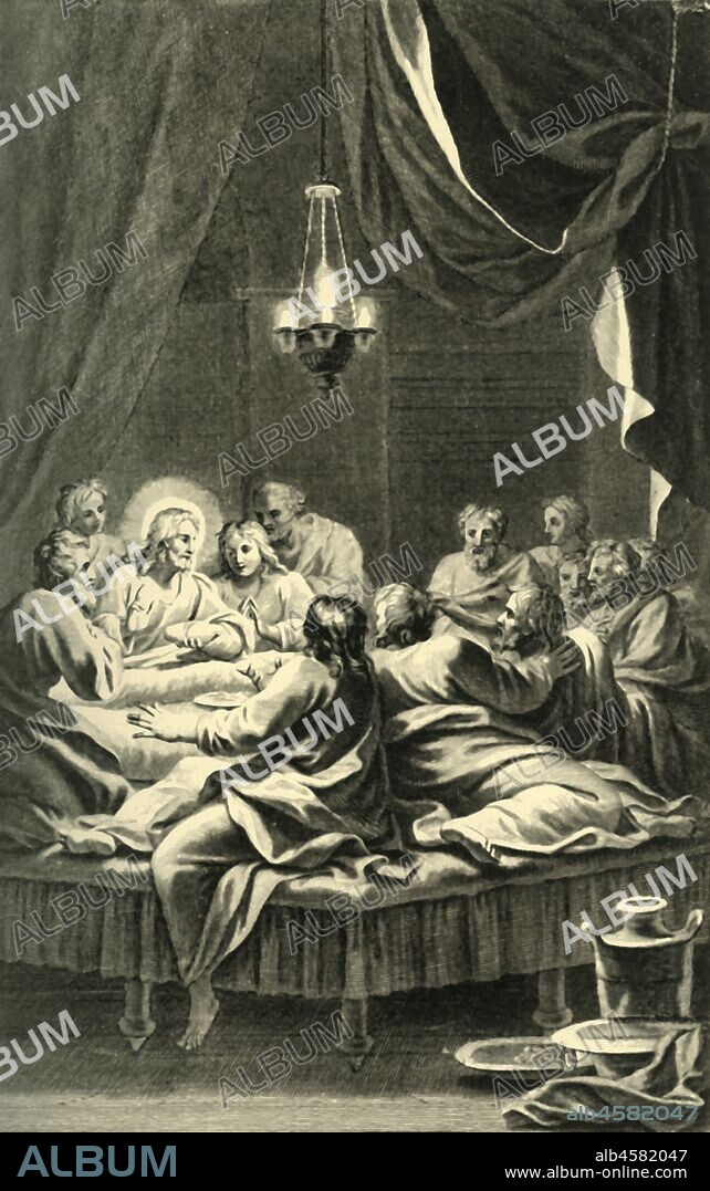 The Last Supper, 17th century, (1908). 'La Cène'. Jesus and his disciples. Possibly after a work by Jean-Baptiste de Champaigne. From "La Revue De L'Art - Ancien et Moderne" - Volume XXIV, July-December 1908, [Paris, 1908].