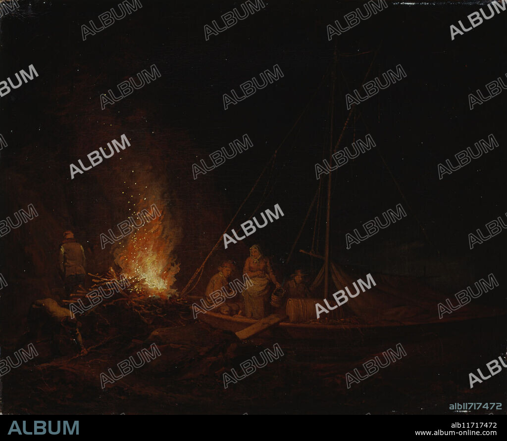 ALEXANDER LAUREUS. Fishermen lighting a campfire, 1810.