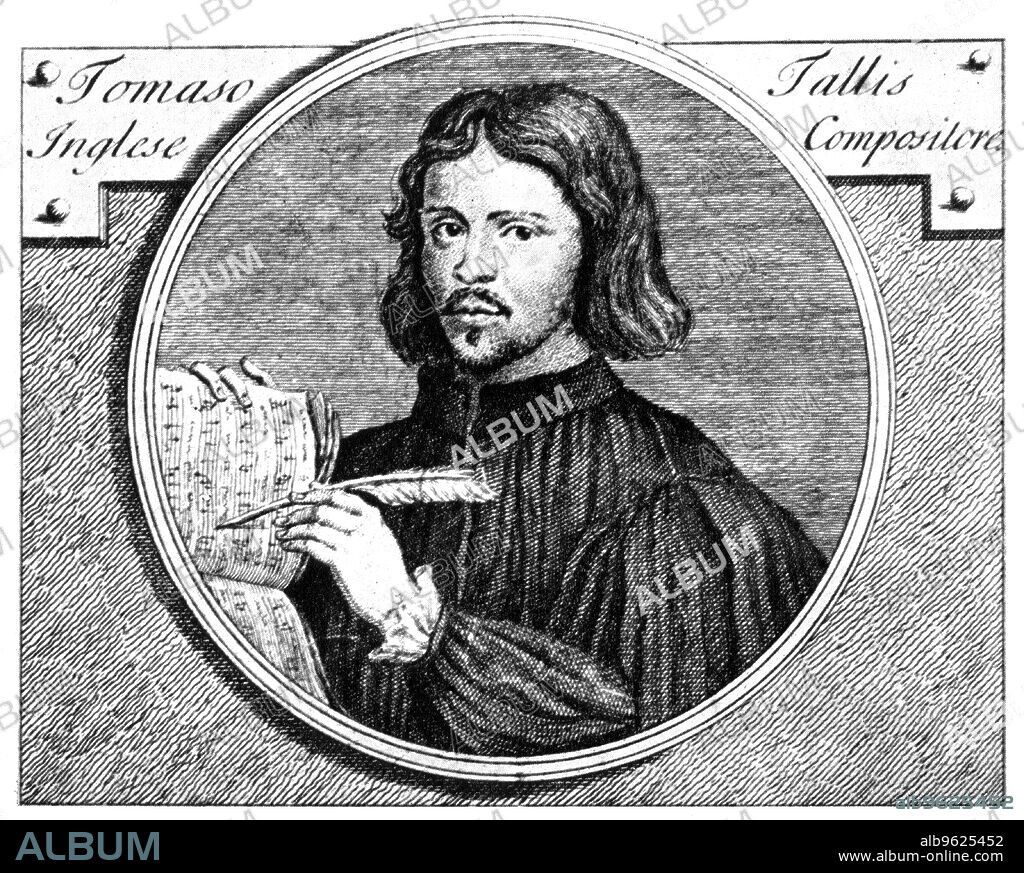 NICCOLO FRANCESCO HAYM. Thomas Tallis, (c1505-1585), English organist and composer, 1700. Portrait made in 1700 of the 16th century musician, from English Music, (1941).