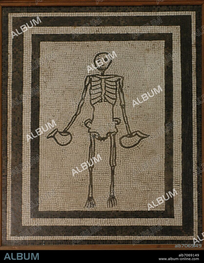 ESQUELETO DE UN COPERO - MOSAICO PROCEDENTE DE POMPEYA.