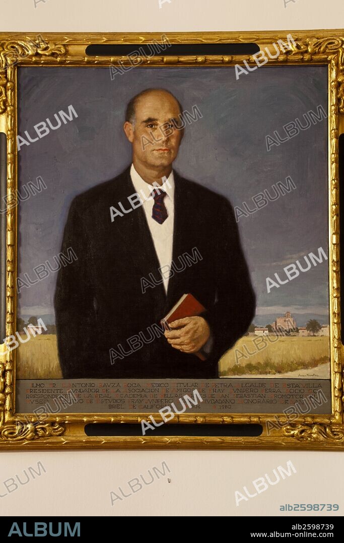 Antonio Bauza Roca. Presidente fundador de la asociacion de amigos de de Fray Junípero Serra. Oleo sobre tela.Museo de Fray Junípero Serra.Petra.Mallorca.Islas Baleares. Spain.