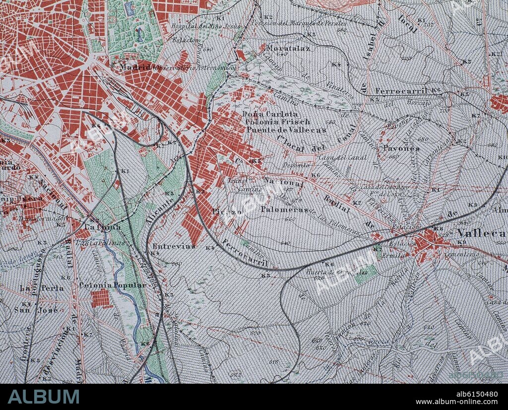 MAPA DE MADRID Y ALREDEDORES EN 1944.