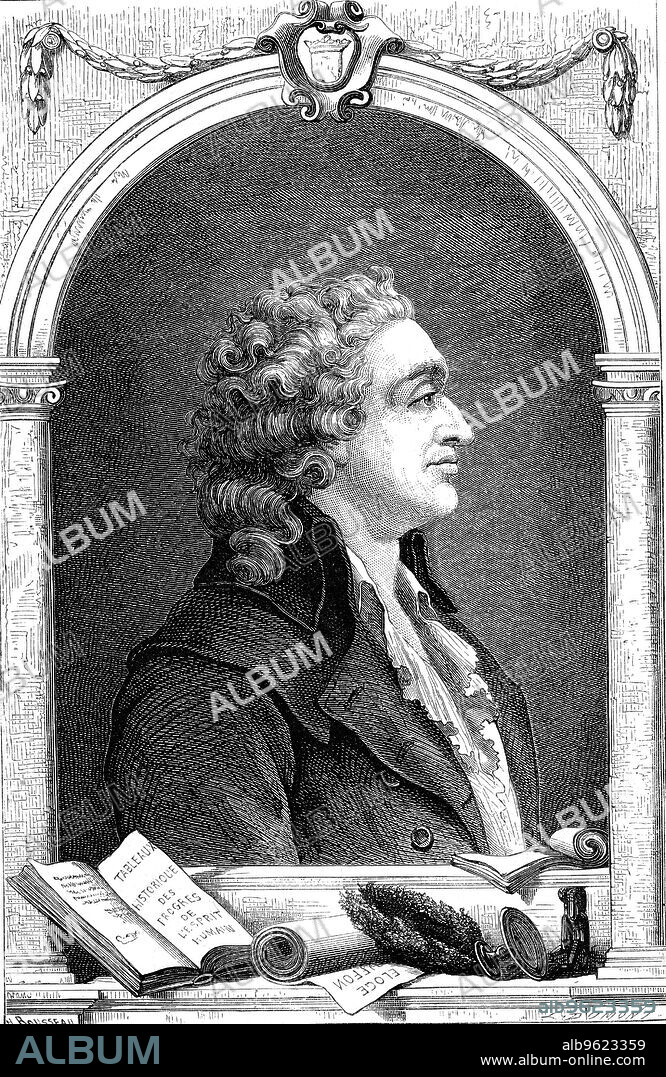 Marie-Jean-Antoine-Nicolas de Caritat, Marquis de Condorcet (1743-1794), French Enlightenment philosopher and sociologist. He was a proponent of educational reform, as well as a liberal free market economy and equal rights for all, regardless of race or sex, ideas well ahead of his time. Condorcet played a prominent role in the French Revolution, drafting a new constitution for France in 1793. Like so many others however, he fell foul of Maximilien Robespierre, and having been arrested, was found dead in his prison cell on 28 March 1794.