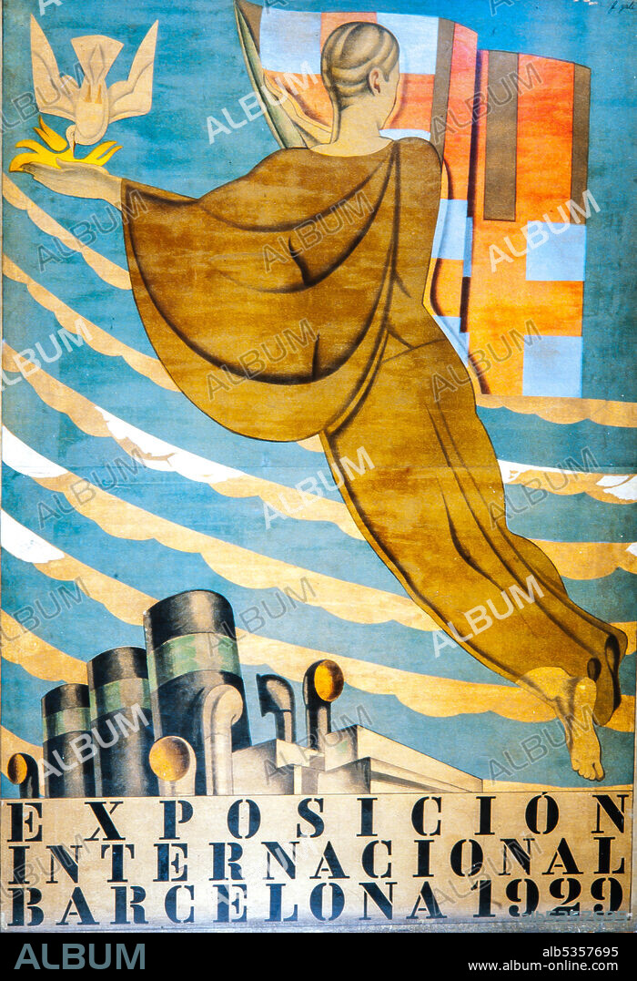 FRANCESC D'ASSÍS GALÍ. Cartel modernista. Exposición internacional, Barcelona, 1929. Colección privada.