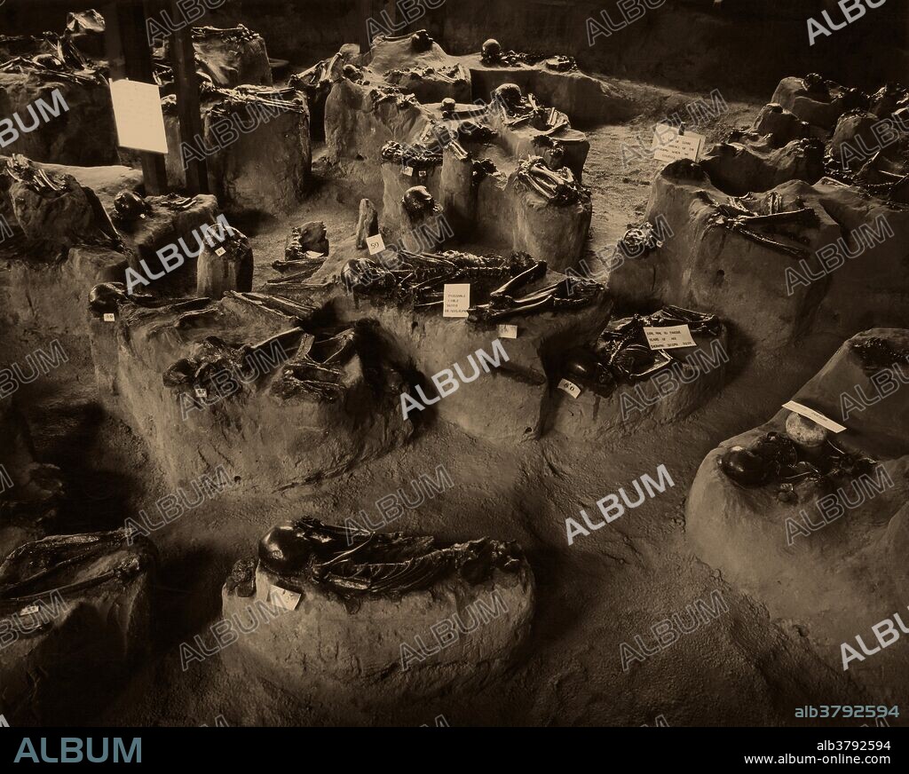Native American burial pit; Salina, Kansas. 140 skeletons on view, perhaps 1,200 buried in layers.