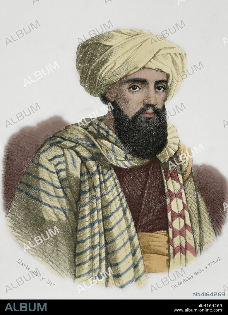 Domingo Francisco Jorge Badia y Leblich (1767-1818), so-called Ali Bey el Abbassi. Spanish explorer, soldier and spy. Lithography. Later colouration. Cronica General de Espa–a, Historia Ilustrada y Descriptiva de sus Provincias. Catalonia. 1866.