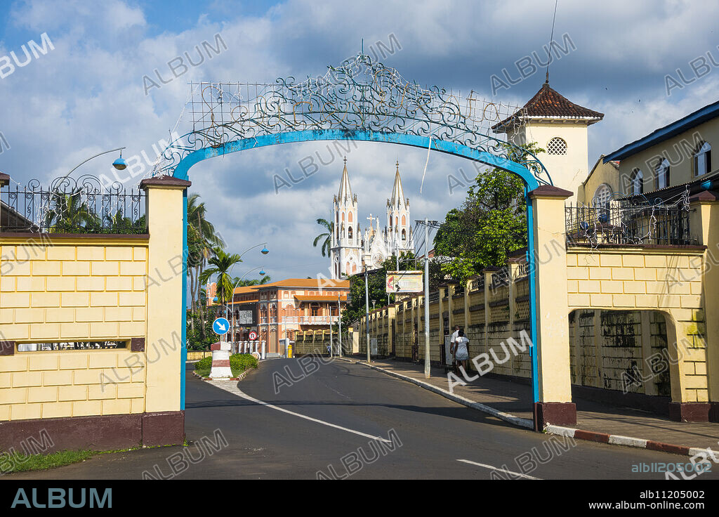 Road leading to the Cathedral of St. Isabel, Malabo, Bioko, Equatorial Guinea, Africa.