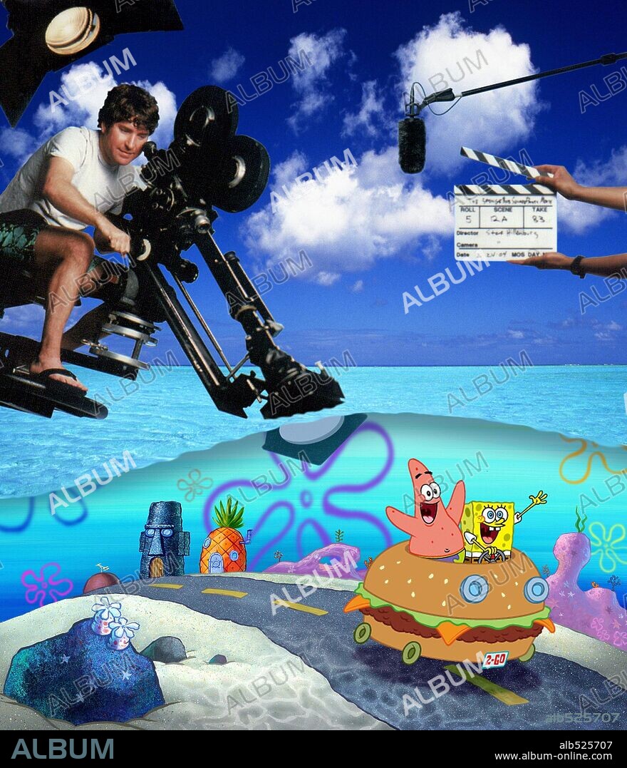 STEPHEN HILLENBURG en BOB ESPONJA: LA PELICULA, 2004 (THE SPONGEBOB SQUAREPANTS MOVIE), dirigida por SHERM COHEN y STEPHEN HILLENBURG. Copyright KPA-ZUMA. RELEASE DATE: November 19, 2004. MOVIE TITLE: Spongebob Squarepants the Movie. STUDIO: Paramount Pictures. PLOT: There's trouble brewing in Bikini Bottom. Someone has stolen King Neptune's crown, and it look like Mr. Krab, SpongeBob's boss, is the culprit. Though he's just been passed over for the promotion of his dreams, SpongeBob stands by his boss, and along with his best pal Patrick, sets out on a treacherous mission to Shell City to reclaim the crown and save Mr. Krab's life. PICTURED: STEPHEN HILLENBURG on the set.