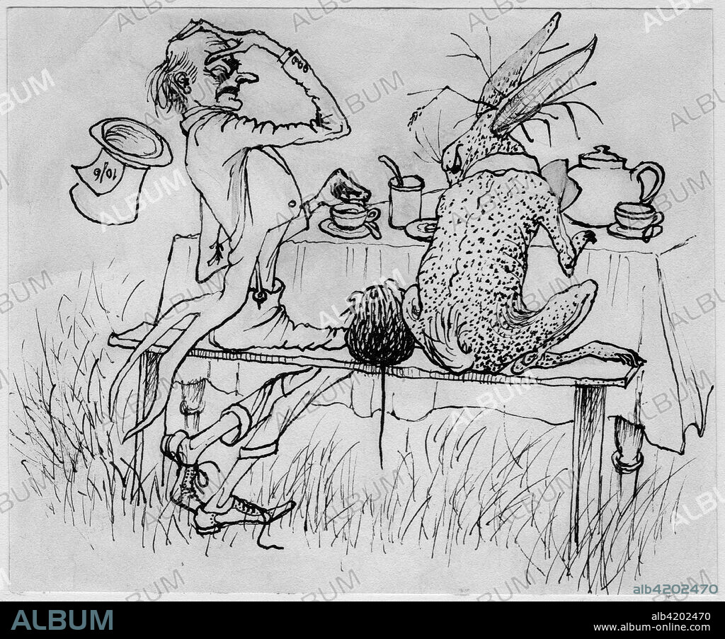 The Mad Hatter and the Hare, 1953. Illustration for "Alice in Wonderland" by Lewis Carroll. Shirley Markham (1931-1999) studied Graphic Design and Illustration at Central School of Art in London from 1950-1952. The writer, artist, poet, and illustrator Mervyn Peake (1911-1968) was one of her tutors, and her style of drawing was also influenced by other British illustrators such as Edward Ardizzone, Quentin Blake and Edward Bawden. Markham spent time in the Dolomite Mountains in Italy, and also visited Rome, sketching classical buildings. After graduating from Central, she worked as a graphic designer, producing book illustrations, cartoons for comics, menus and programmes. She gave up her promising career however when she got married in 1957. Middle-class women at that time were expected to devote their energies to bringing up children and running the home, and despite her obvious talent, she lacked the confidence to return to illustration. Her portfolio remained in the family attic for many years, but now her work is published here for the first time.
