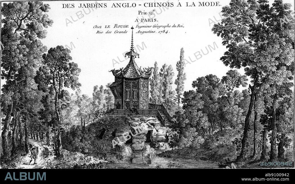 The Chinese garden and kiosk at Rambouillet from Le Rouge's cashiers on Jardins anglo-chinois.