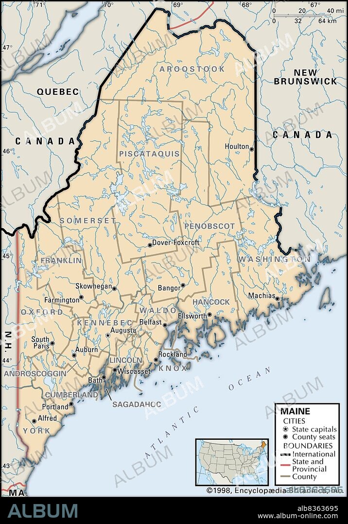 Political map of Maine.