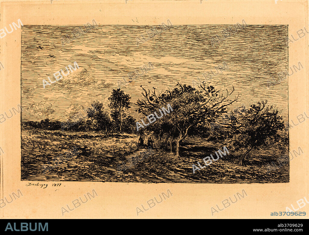 CHARLES-FRANCOIS DAUBIGNY. Apple Trees in Auvers (Pommiers a Auvers). Dated: 1877. Medium: etching.