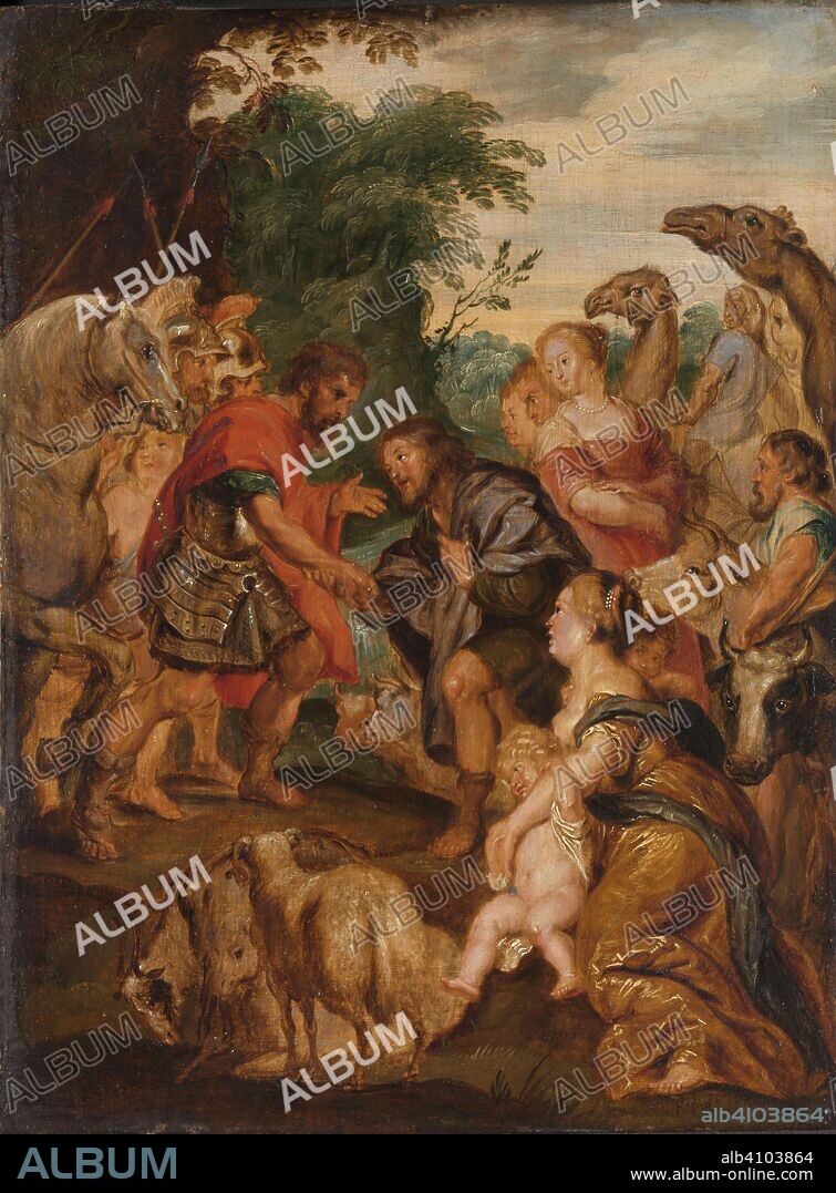 PETER PAUL RUBENS (COPY AFTER). The Reconciliation of Jacob and Esau. Dating: 1600 - 1699. Measurements: h 32.8 cm × w 24.4 cm × t 1.0 cm; d 7.8 cm.