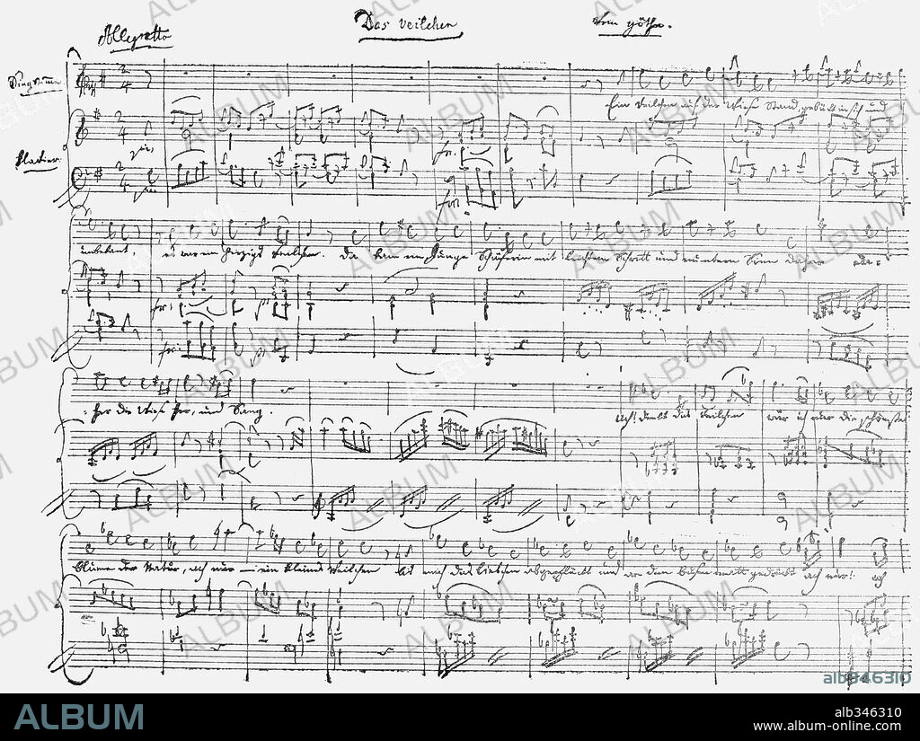Wolfgang Amadeus Mozart (1756-1791). Mozart´s setting of Goethe´s "Violet" or "Das Veilchen".