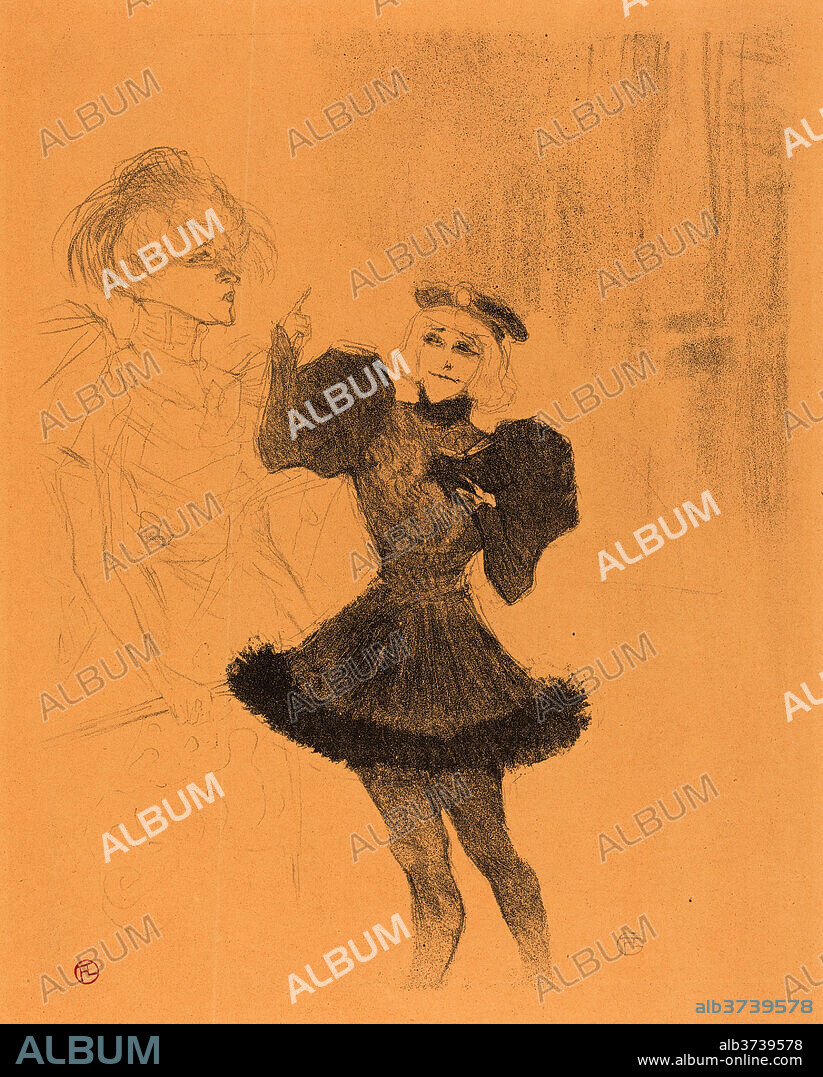 HENRI DE TOULOUSE-LAUTREC. Lender and Lavalliere in "Le fils de l'Aretin" (Lender et Lavallière dans "Le fils de l'Arétin"). Dated: 1896. Medium: lithograph.